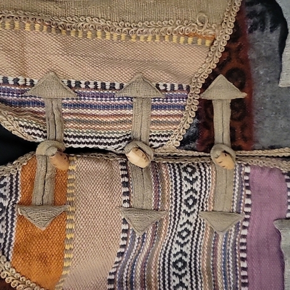 VTG CREAZIONI EFFECI Rustic Patchwork Burlap Unisex Grunge Hippie Vest - Picture 6 of 9